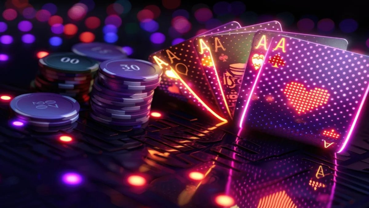 PHDream legitimacy — neon four Aces, poker chips, and futuristic casino lighting; PAGCOR licensing context for players in the Philippines